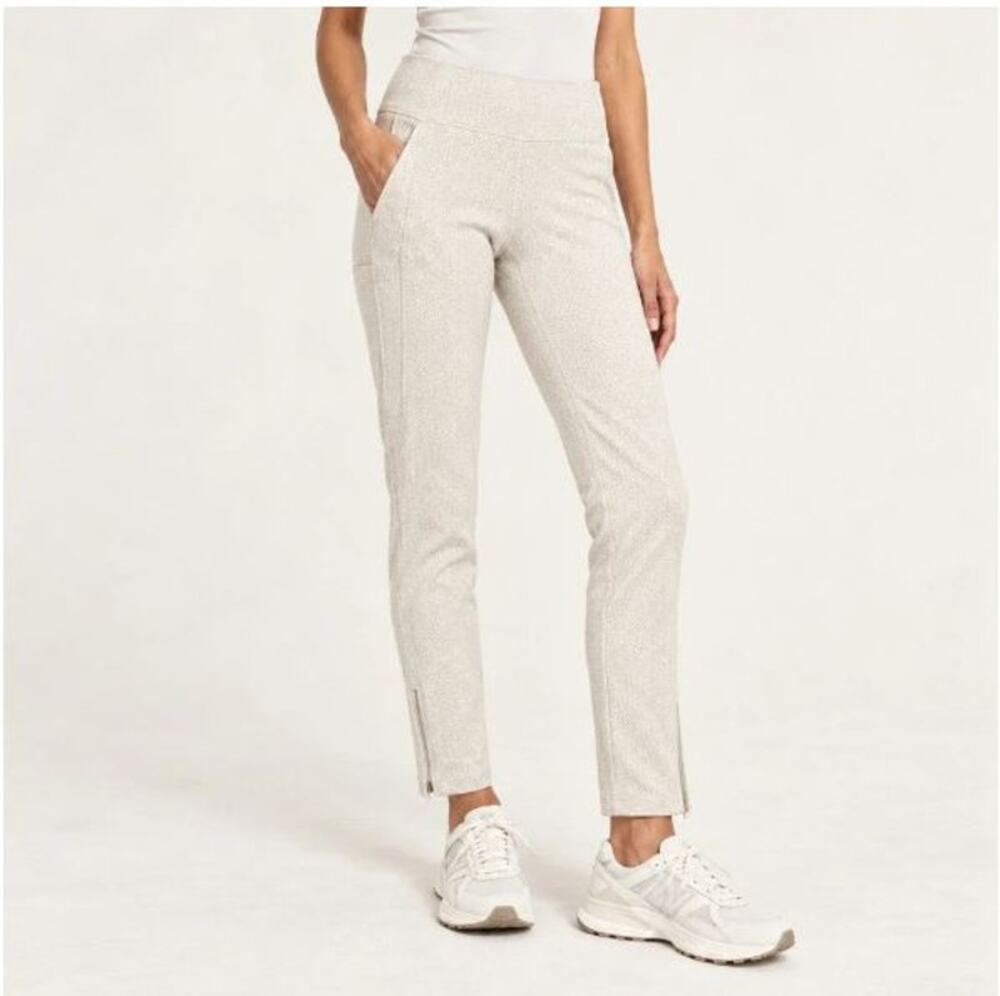 Athleta Delancey Skyline Textured Travel Jogger Leggings Cream Braiden Texture S
